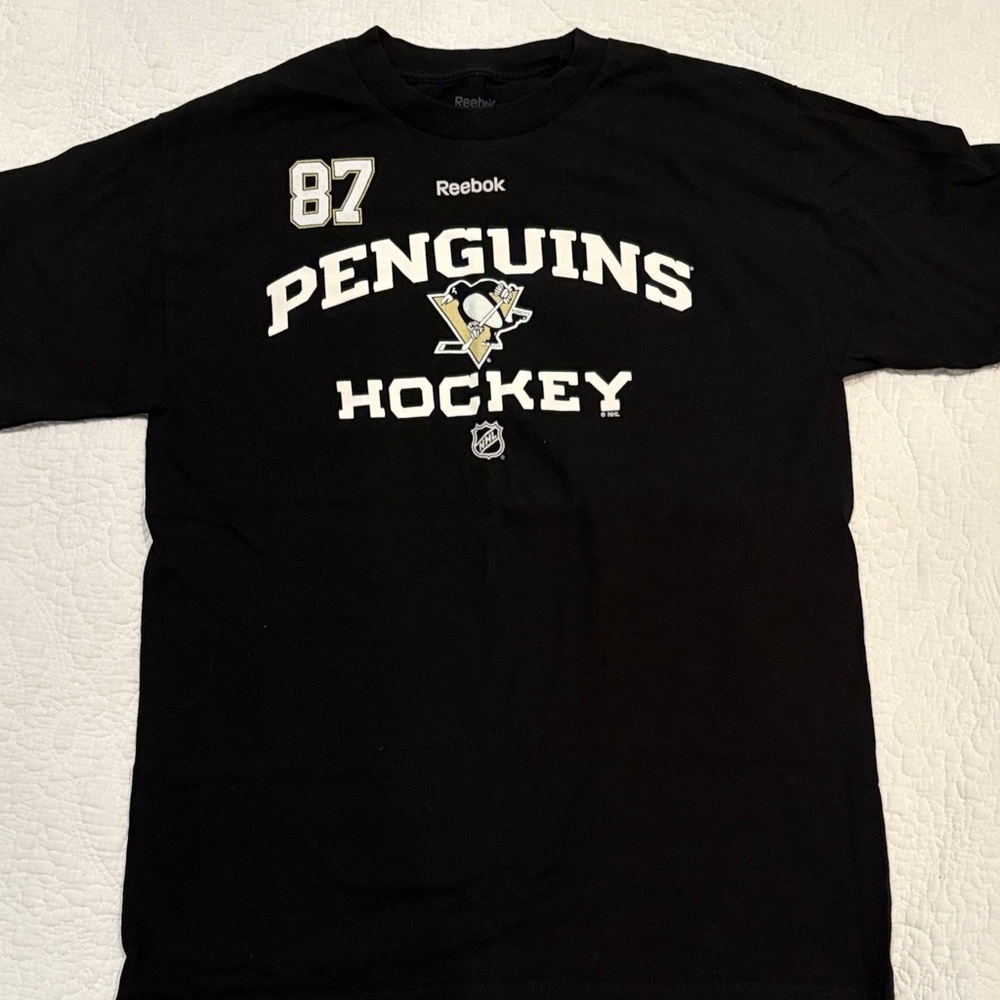 Reebok Black Penguins Sidney Crosby Hockey Tee